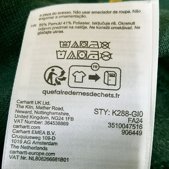 Carhartt Men’s Small Loose Fit Midweight Logo Sleeve Pullover Sweatshirt Green - Picture 13 of 15